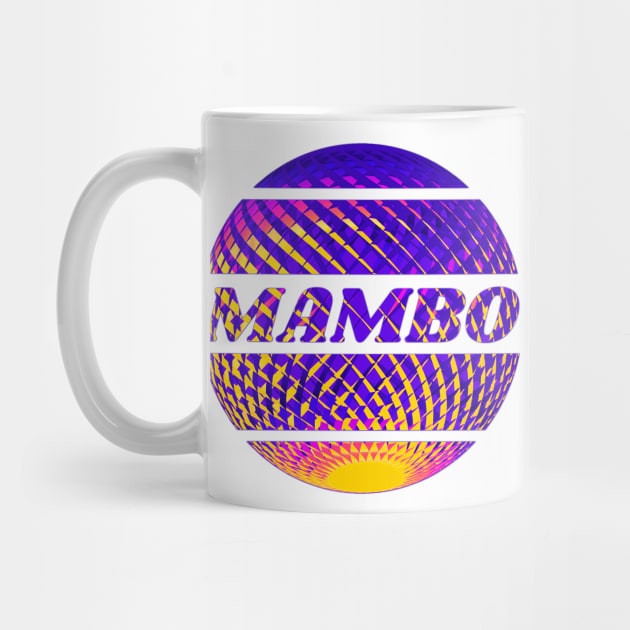 Purple yellow disco ball with the inscription "Mambo". by Bailamor